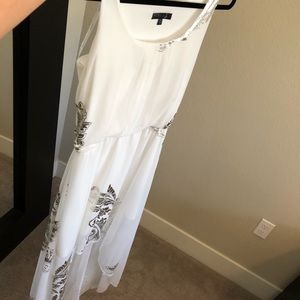 High low maxi dress white and silver